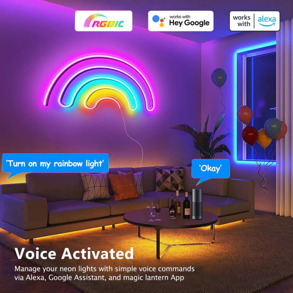 Neonlysstreng med musik - app styret MultiColor 12V USB 5M - Bluetooth
