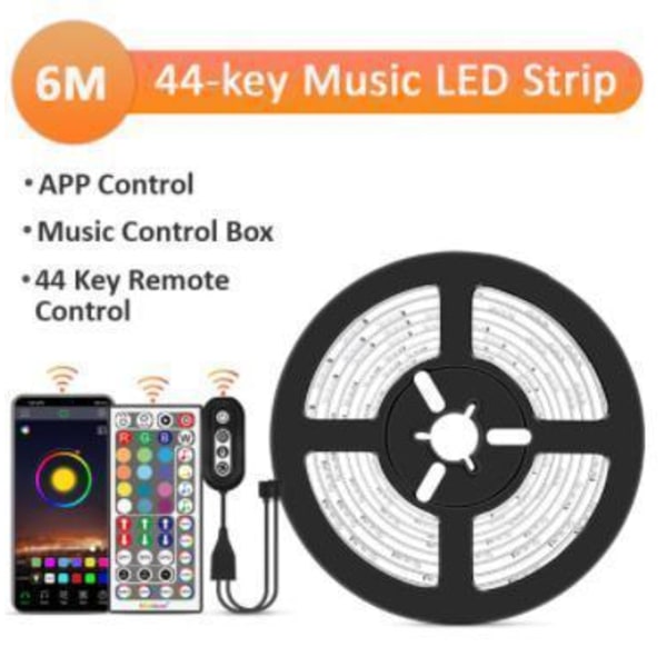 6M - 44-Key Music Led Strip - APP control - Music Control Box MultiColor 6m 44key music led strip 18LED/m