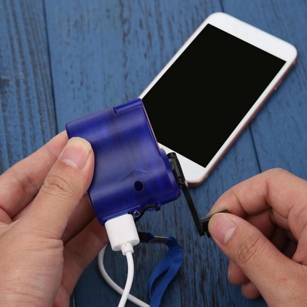 USB Handvev Laddare Manual Dynamo Mobil nödtelefonladdare Blå