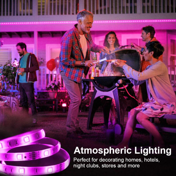 Dynamisk LED-belysning - Musiksynkronisering & Fjernbetjening MultiColor 20m music led strip 18led/m