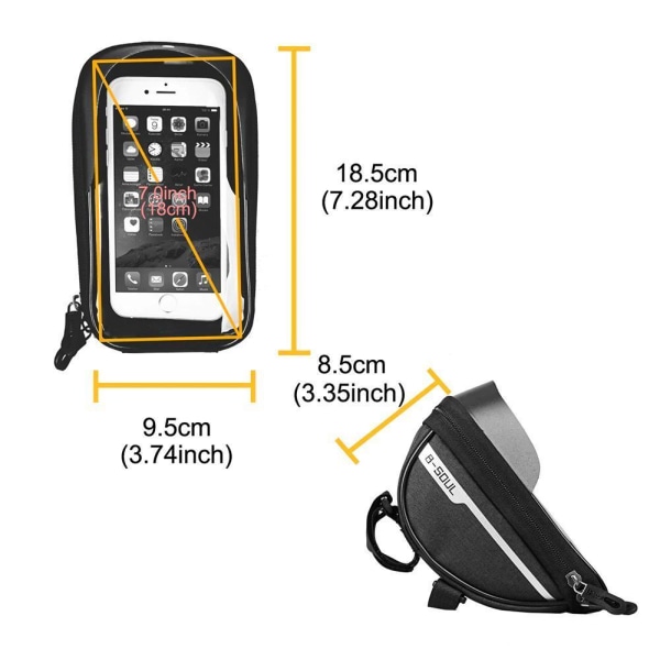 Vandtæt telefonholder og taske til cykel Grey Gray Portable Mobile Phone Bag