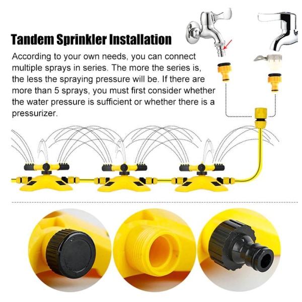 360 graders automatisk vannsprinkler Yellow