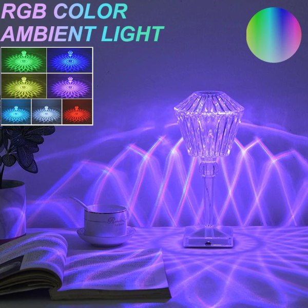 Timantin kaltainen pöytävalaisin värinsäätökosketuksella - TikTo MultiColor RGB 16 colors