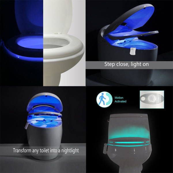 Automatisk LED-bevægelsesaktiveret natlyssensor til toiletsæde Multicolor
