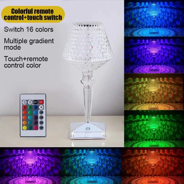 Diamantlignende bordlampe med fargekontrollberøring - TikTok MultiColor RGB 16 colors