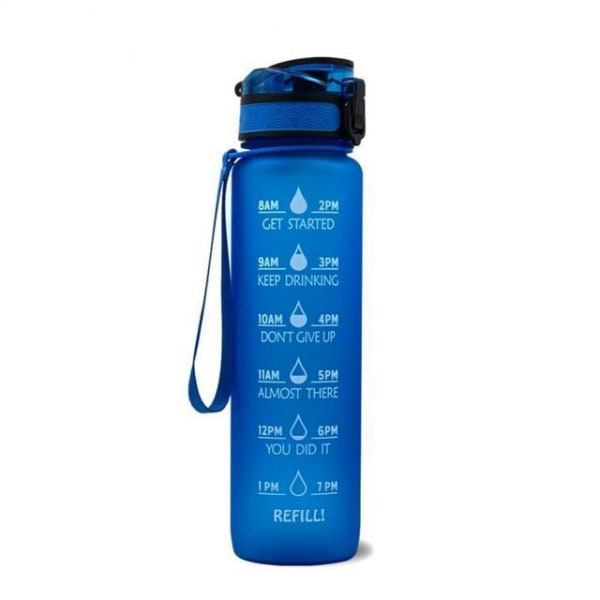1L Track vannflaske - Motivasjon - Tidsmarkør - Uten BPA Blue Blue