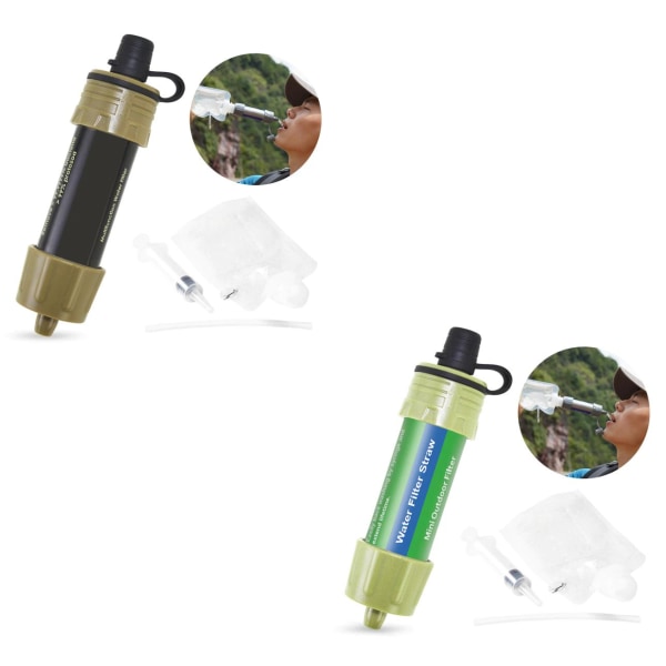 Bærbare vandfiltre med sugerør - 5000L - 0,01 mikron Orange army + green