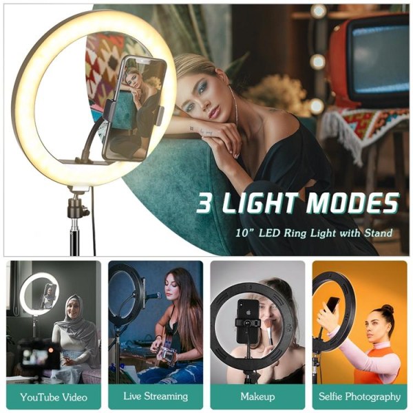 Selfie-ringljus med stativ Black 200cm tripod Light
