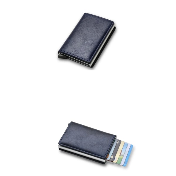 Ohut minimalistinen metallilompakko, jossa on RFID-estovarkaussu Blue Blue