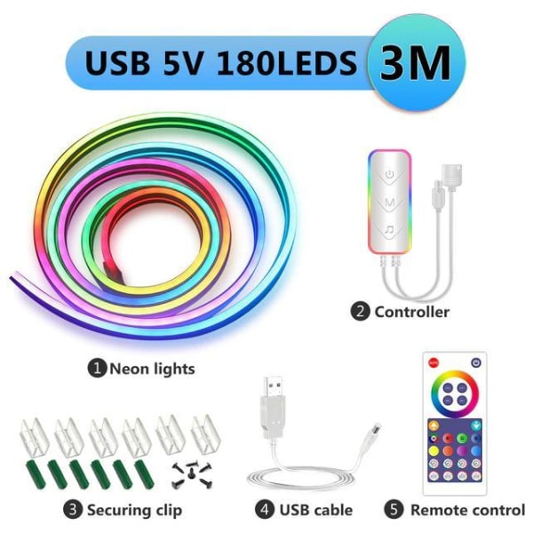 Neonvalonauha musiikilla - sovellusohjattu MultiColor 5V USB 3M - Wi-Fi