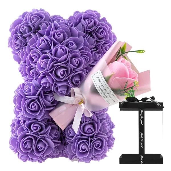 Ruusuista tehty nalle - täydellinen lahja ystävänpäiväksi! Purple Teddy Purple Roses