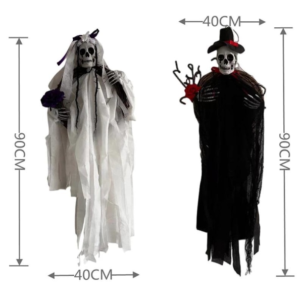 Halloween sammetsmantel Cape med huva Black groom ghost 90x40 cm