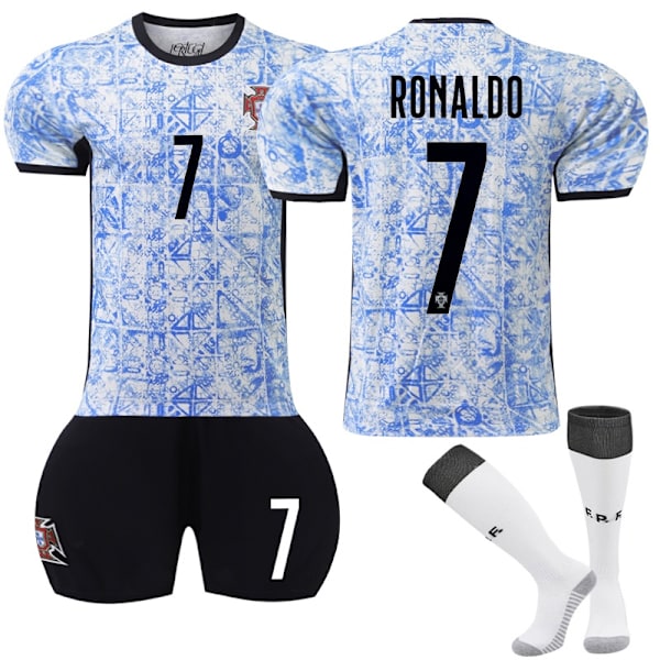 (Specielle Kampagner!) UEFA Euro 2024 Portugal Udebane, børnefodbolddragt nr. 7 Cristiano Ronaldo - Perfekt 10-11years