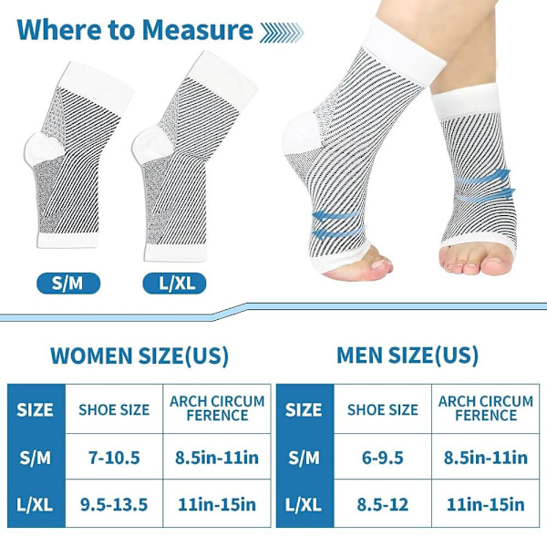 Neuropatisockor för lindring - Kompressionssockor VITA L/XL Vit White L/XL