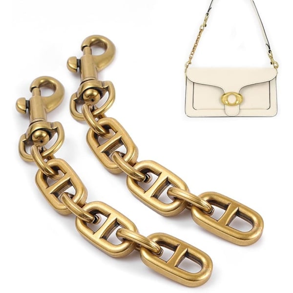 Shoulder Strap Extender for Women's Bag, Short Chain (2-pack, Vintage Gold)