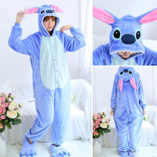 Lohikäärme Onesie Aikuinen Eläin Yksisarvinen Pyjama Puku Lämmin Pehmeä Ommeltava Univaate Onepiece Talvi Haalari Pijama Cosplay Pink Stitch1 M (Korkeus 158-168CM)