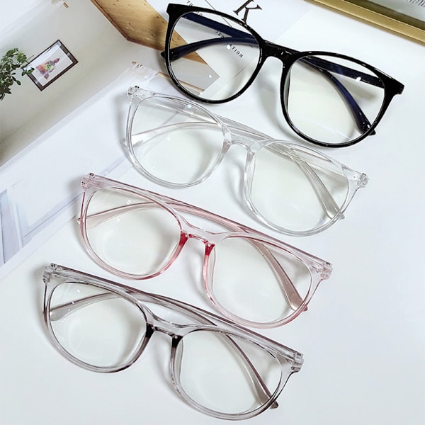 Färgskiftande blåljusglasögon PC Retro Glasögon Mode Helbåge Glasögon för Kvinnor Män Anti-bländning för Dagligt Bruk Transparent Frame
