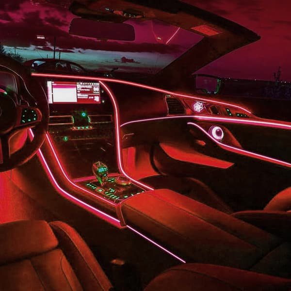 Bildekorative LED-lys, ledninger, bil-neon-lysbånd, DIY RR Red 2M USB drive