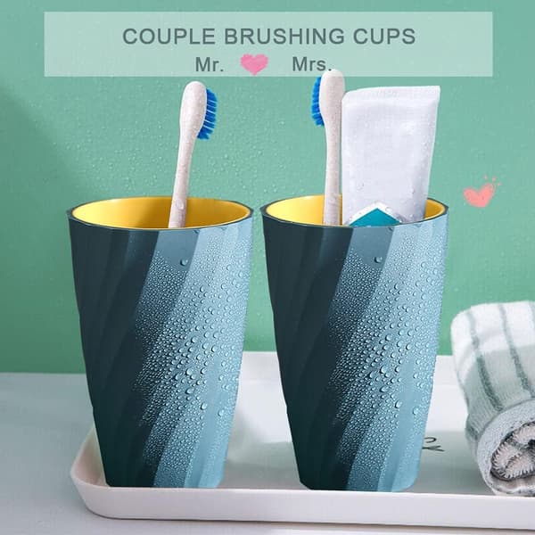 Two-pack unbreakable toothbrush cups, bathroom cups, soft and durable, bathroom cups, toothbrush holder. Dblue