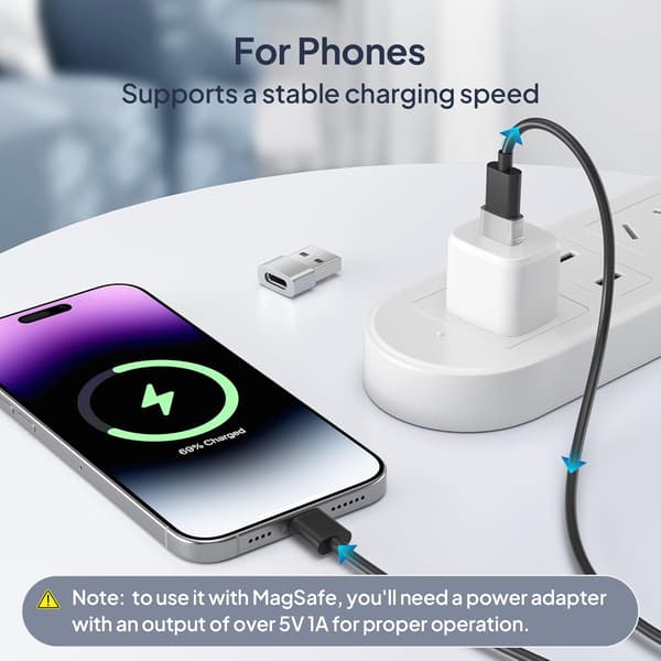 Kompatibel med iPhone 16/16e/15 Pro Max, 3-paknings billaderadapter, USB til USB-C-konverter, Type-C hunn til Type-A hann.