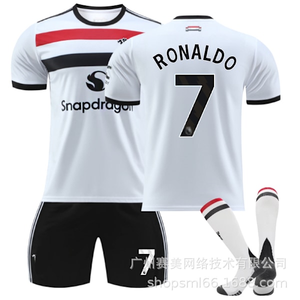 2425 Röda Djävlarna Andra Bortaställ Vit Fotbollsdräkt Set 10 Rashford 37 Menou 17 Ghana Joe 7 C Ronaldo Herrtröja C Ronaldo 7 Strumpor C Ronaldo 7 Socks twenty two#