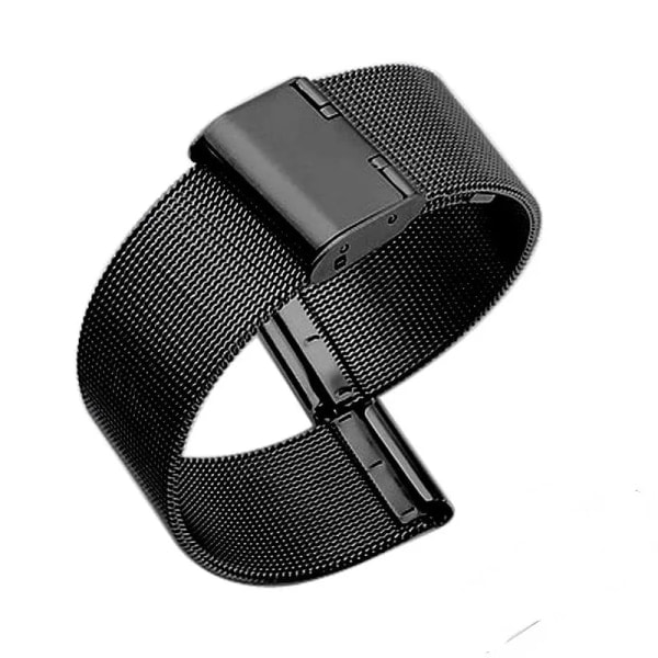 12-22 mm Universal Milanese klockband Quick Release Watch Band Mesh Armband i rostfritt stål Handledsbälte Armband Svart silver 12mm