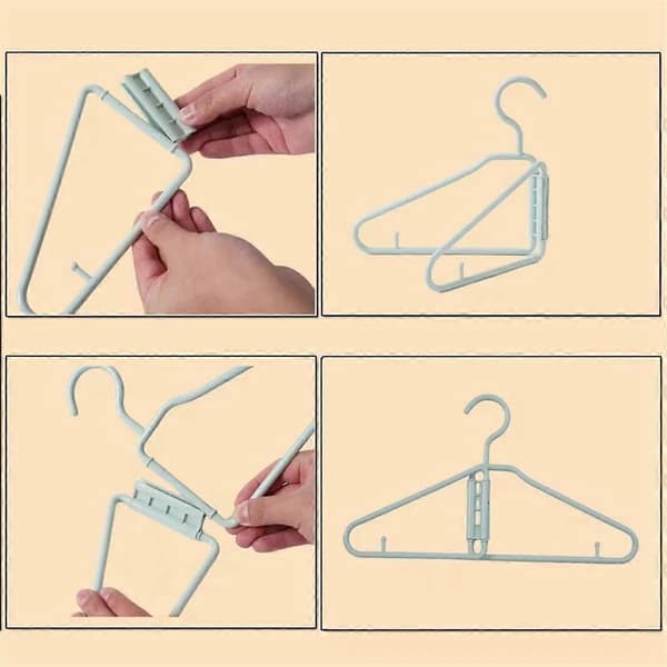 8-pak foldbare bøjler, foldbare plastikbøjler, bærbare foldbare bøjler, foldbare rejsebøjler (hvid)