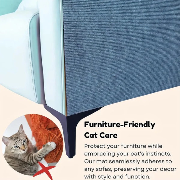 Kattskrapsmatta med självhäftande baksida Stabila möbler Skyddsmatta för kattungar Katt Dark Blue Dark Blue 30x100cm