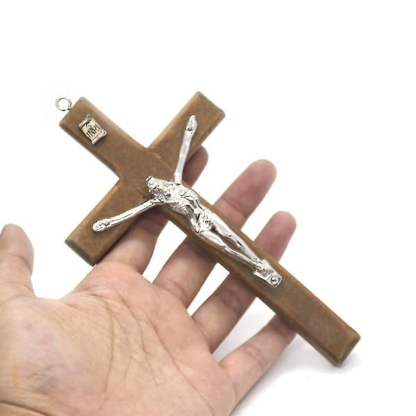 Väggdekoration i trä och mässing, kors (2-pack) Brun