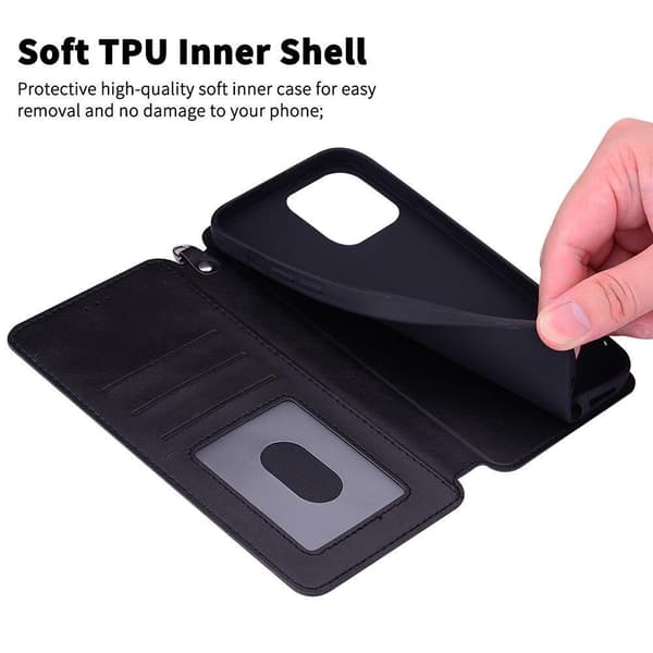 (Compatible with iPhone 12) Retro Leather Wallet Case with Card Slots blå