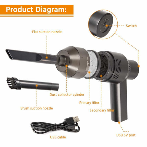 Minivakuum til computertastatur USB trådløs håndholdt
