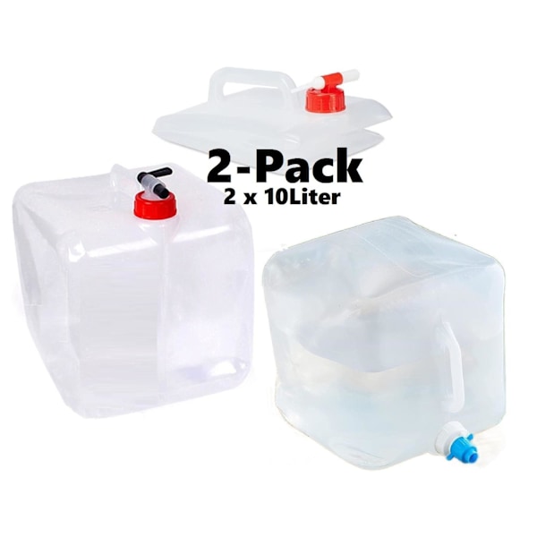2-PACK 10L Bärbar hopfällbar vattenkanna med kran