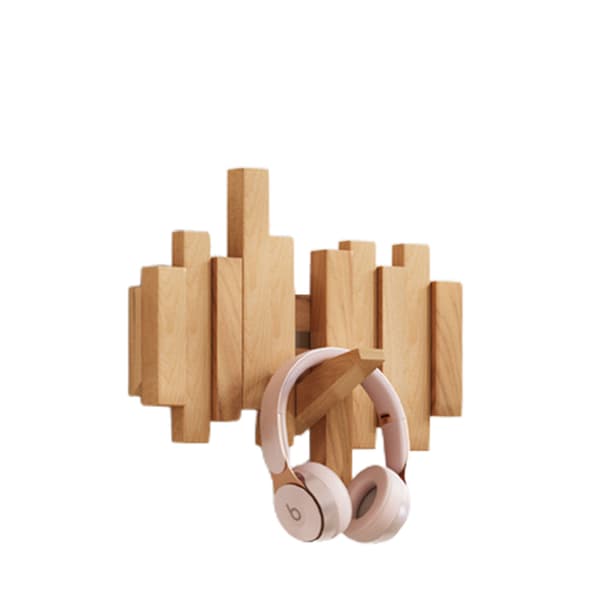 Wall-mounted wooden piano-shaped coat rack, multi-functional foldable coat rack, beautiful room decoration, beech wood. Beech 3 Hooks