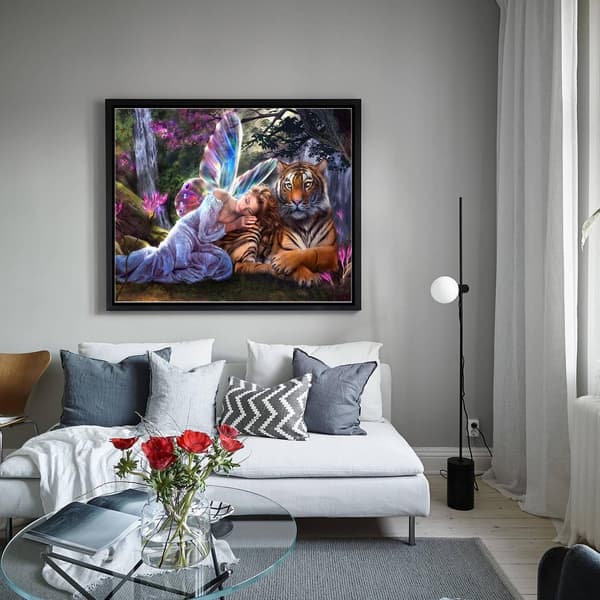 DIY 5D Diamantmaleri Sæt, Tiger Diamantmaleri Korssting
