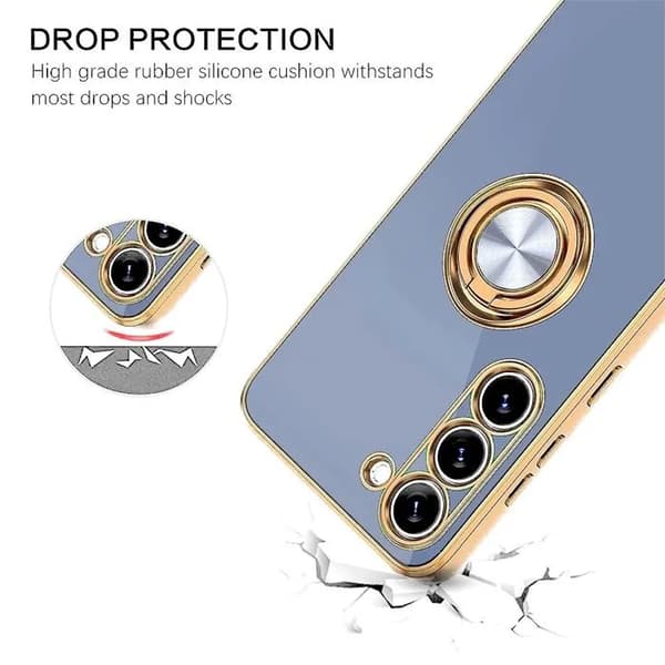 Compatible with Samsung Galaxy S26 Ultra Protective Case, Thin and Light Silicone Material, with 360° Rotating Ring - Blue Blå