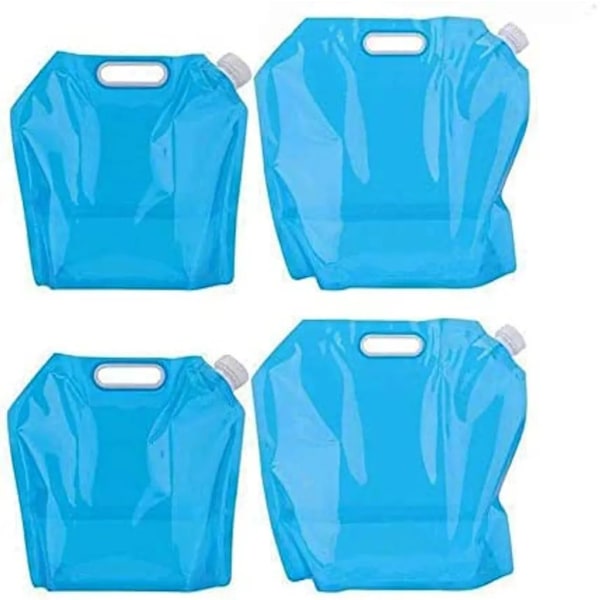 4 x Vikbar Vattentank Bärbar Hopfällbar Dricksvatten [2x5L + 2x10L] Vattentank Avfall