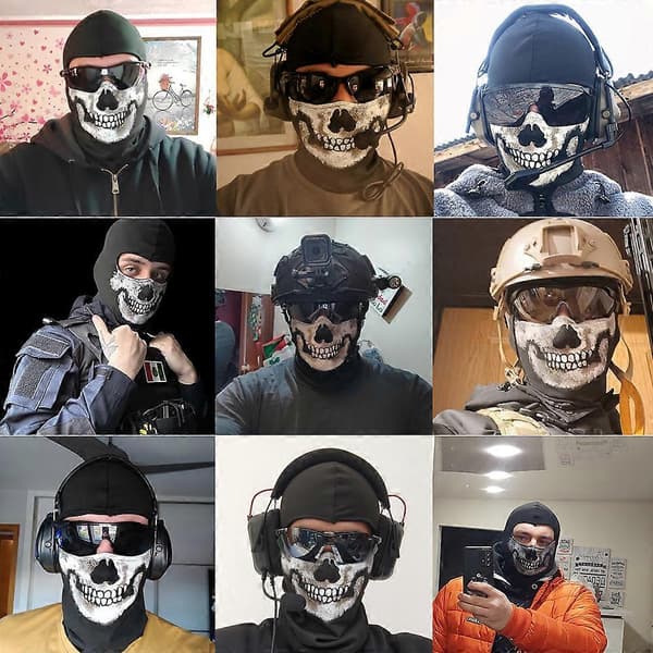 COD:MW2 Ghost Skull Balaclava Hodeplagg - Ghost Simon Riley Ansikts Krigsspill Rollespill Maske Beskyttende Hodeskalle Mønster Balaclava Hodeplagg
