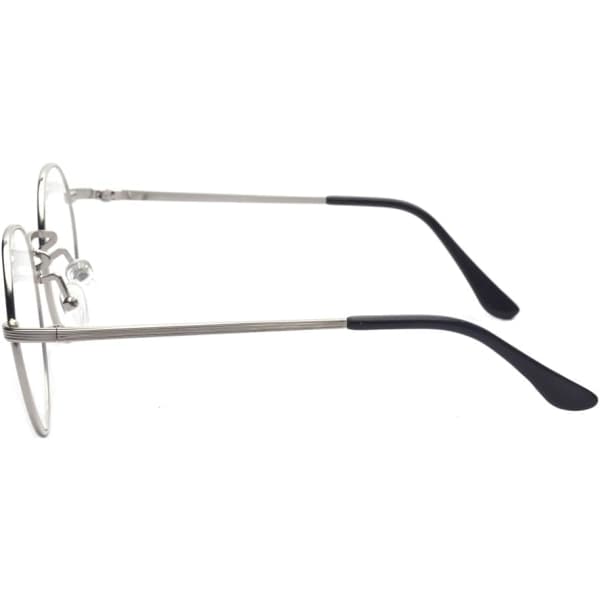 Retro-klassinen pyöreämetallikehyslasit, kirkkaat linssit, unisex. Silver