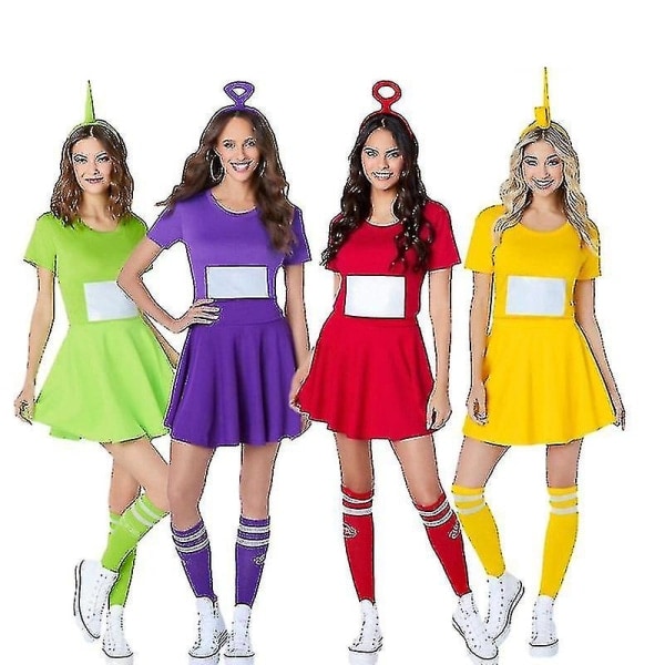 Naisten Teletubbies-asut Tinky Winky Dipsy Laa-laa Po Cosplay-juhliin Hieno Pukeutumisasu Vihreä Aikuinen L