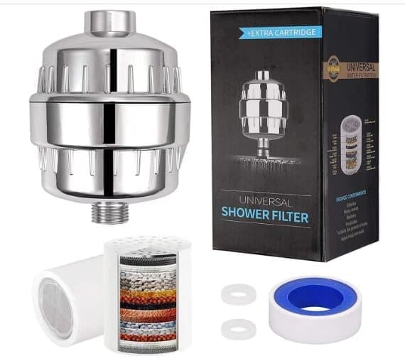 Dusjfilter – 10-25 trinns filtreringssystem, fjerner effektivt klor, fluor og tungmetaller.