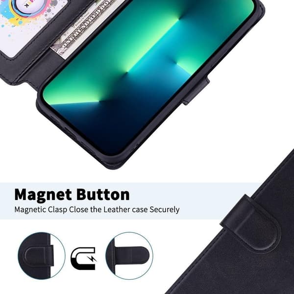 (Compatible with iPhone 12) Retro Leather Wallet Case with Card Slots rosa