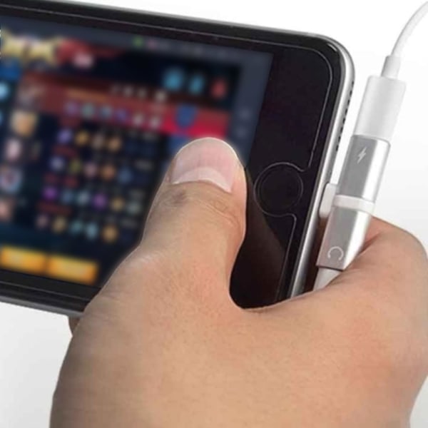 2-pak - Splitter & Hovedtelefonadapter til iPhone - Oplad & Lyt Sølv
