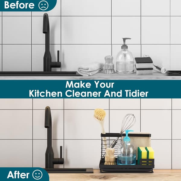 Kitchen Storage Rack, Soap Dish, Dish Brush Holder, Countertop Dish Rack