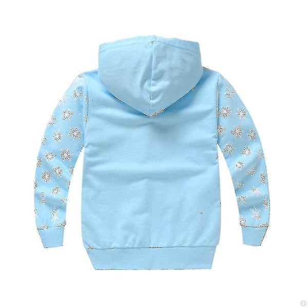 Frozen Jakke til Piger 3-8 År med Hætte Lynlås Langærmet Trøje Jumper Pullover Tops[HK] Lyseblå Light Blue 5-6 Years