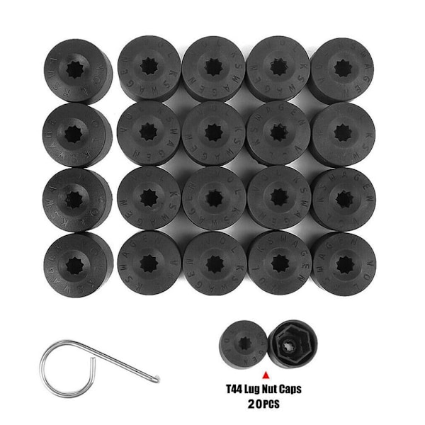 20 st Hjulbultsmuttrar med Avtagbart Verktyg Black