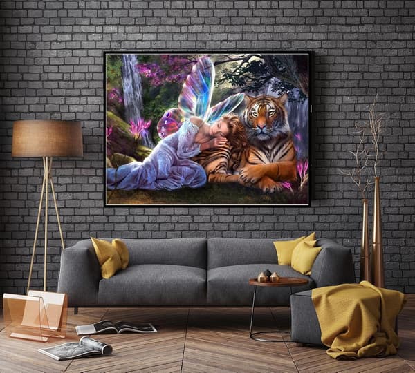 DIY 5D Diamantmaleri Sæt, Tiger Diamantmaleri Korssting