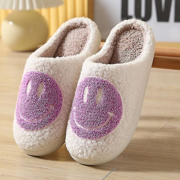 Smiley Face hjemmesko til kvinder - Lilla Purple 40-41