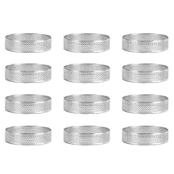 12 perforerte kakeringer i rustfritt stål, 6 cm