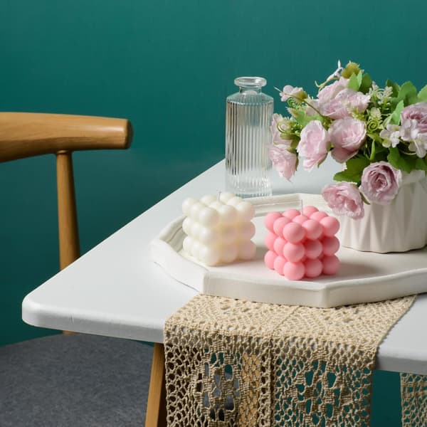 Bubbelljus - Kubsdoftljus, Heminredning, Doftljusset om 2, Hem & Present (Vit + Rosa)
