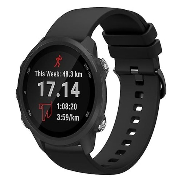 Til Garmin Forerunner 245 Music 20mm Enfarvet Blødt Urrem Sort